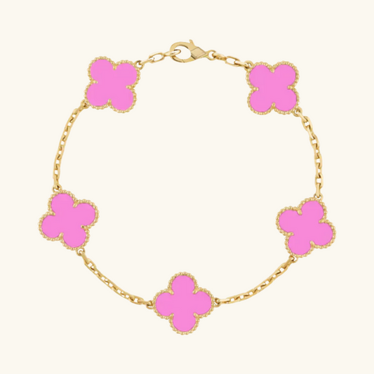 CLOVER | Gylden Neon Rosa Armbånd